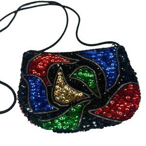Vintage La Regale Handmade Sequin & Beaded Bag – Macau – Excellent Condition